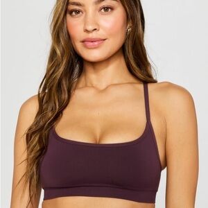 Fabletics Sleek Seamless Strappy Low Impact Purple Bra